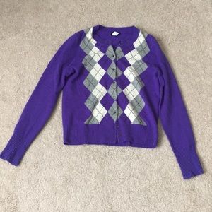 JCrew Cashmere Argyle Cardigan